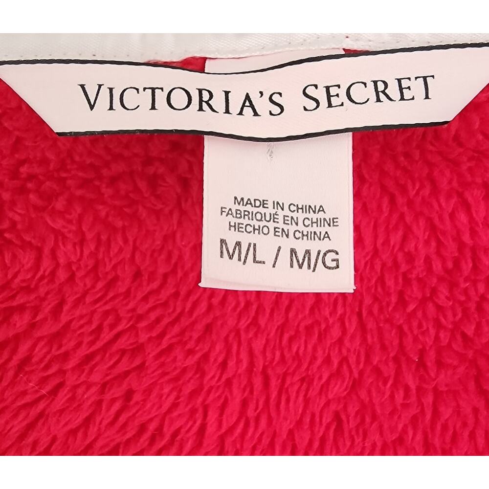 Victoria's Secret Hooded Sherpa Fleece Womens Red Robe Medium/Large Valentines - Picture 3 of 4